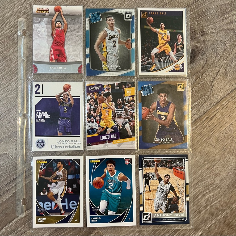 NBA Topps Donruss Panini 9 Cards Yao‎ Ming Lonzo Ball LaMelo Ball Anthony Davis